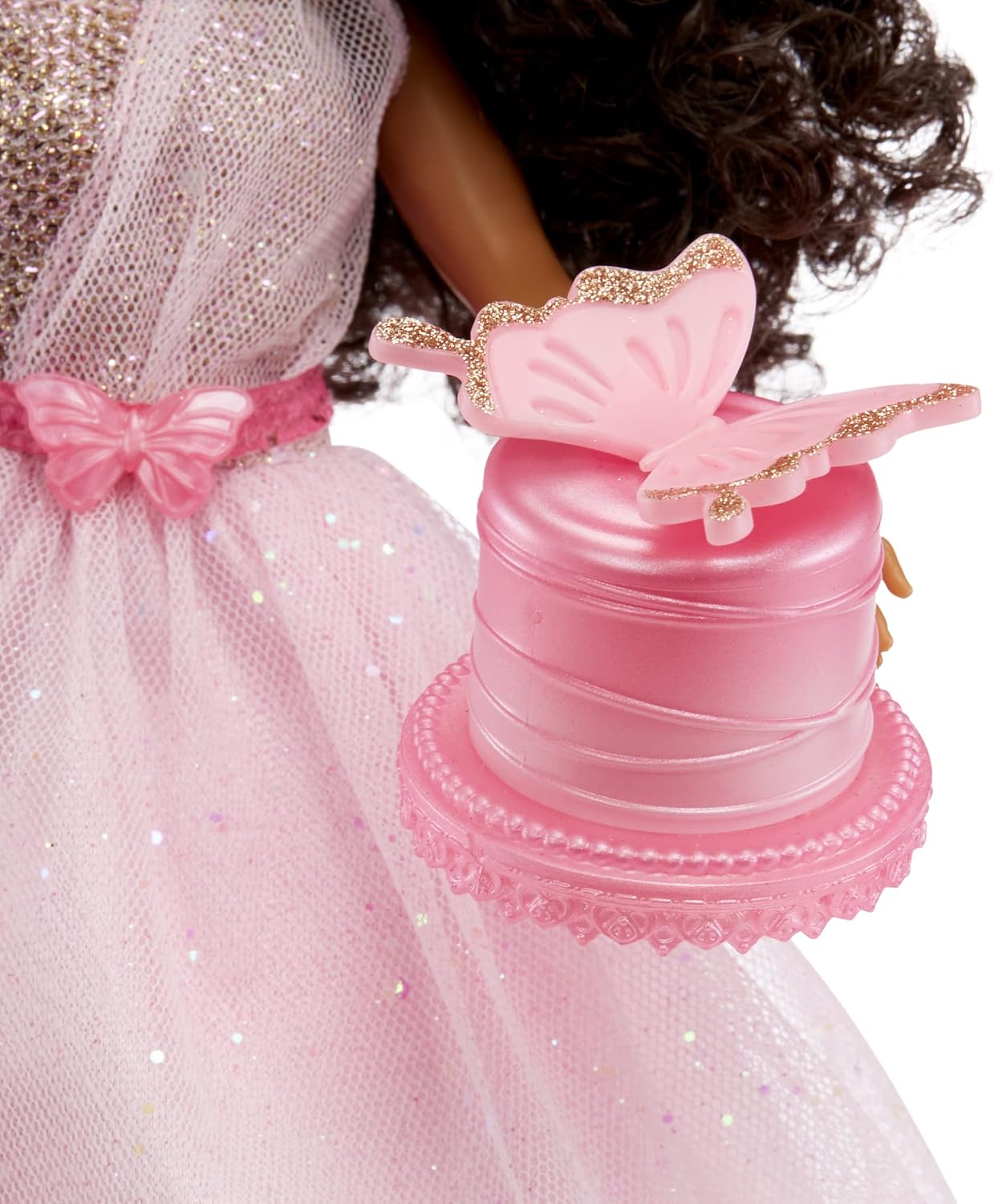 MGA Entertainment Dream Ella Let's Celebrate Doll - Yasmin, Pink & Gold Glitter Butterfly Confetti Unboxing 11.5" Black Hair Party Fashion Doll + 5 Accessories for Birthday, Graduation, Special Day