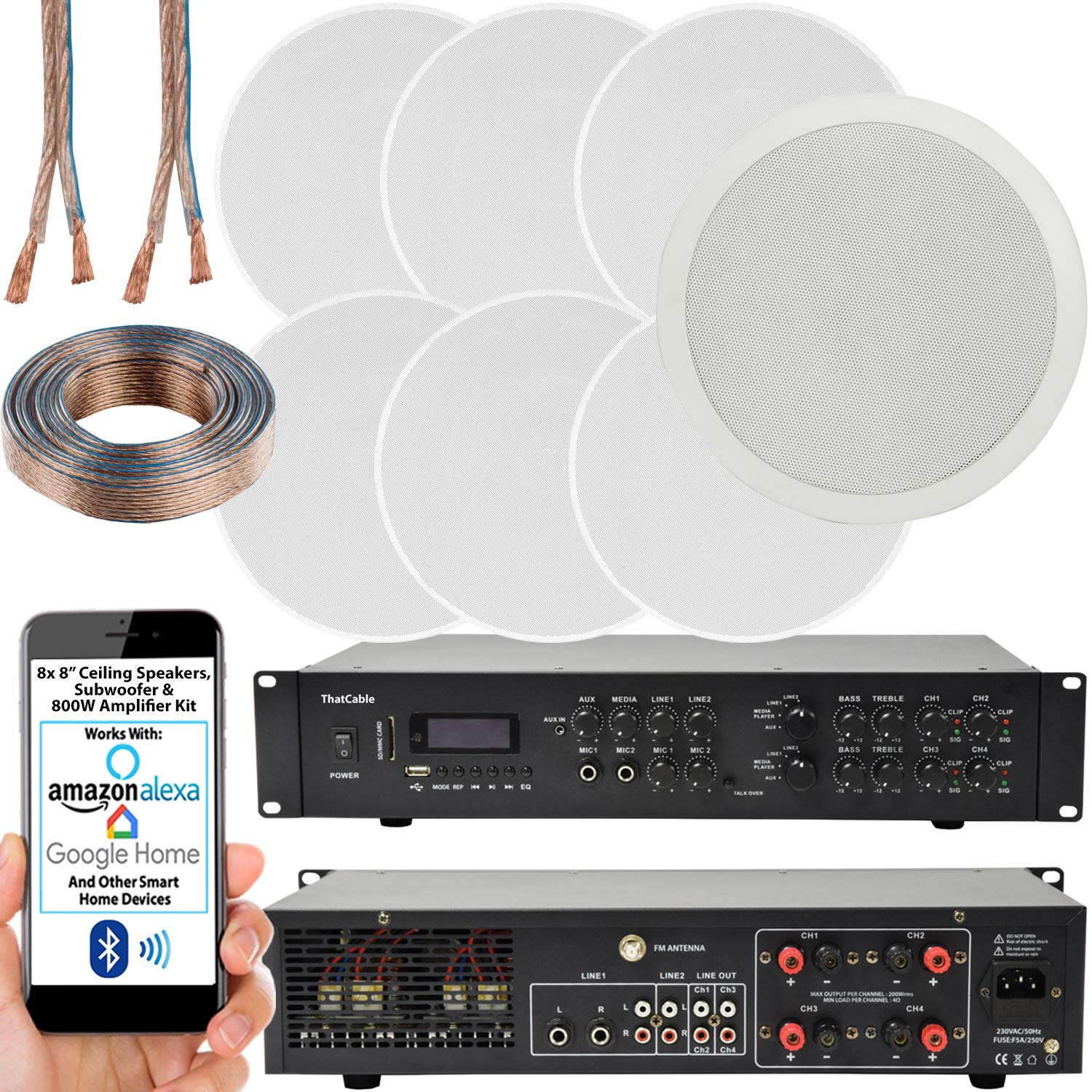 Buy 800W Multi Zone Bluetooth Sound System 4 Channel HiFi Matrix