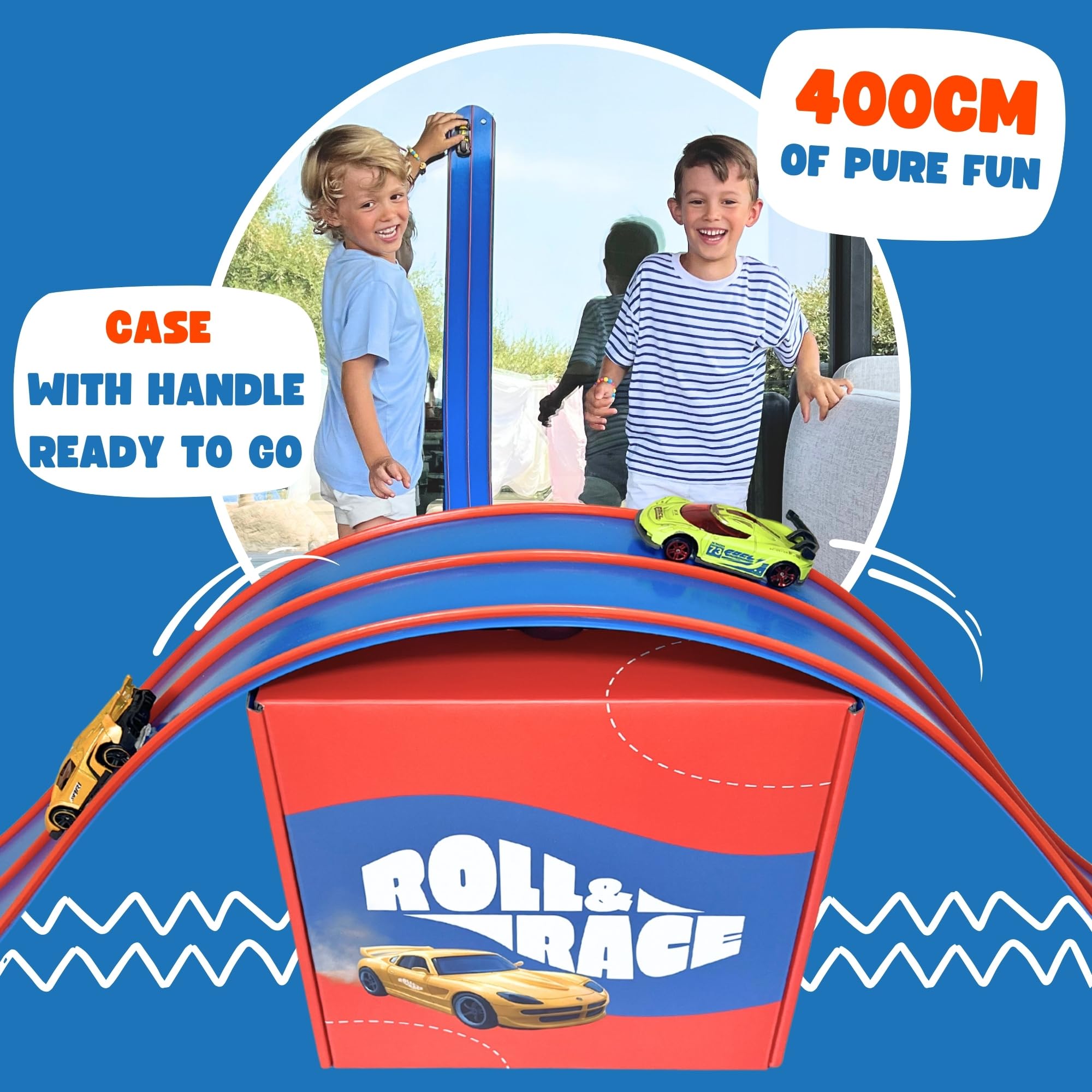 Roll&Race Flexible Car Track 400cm - Made in Europe - Flexi Race Track for Kids - Toy Car Track Set - Long Car Tracks Boys & Girls - Image 3