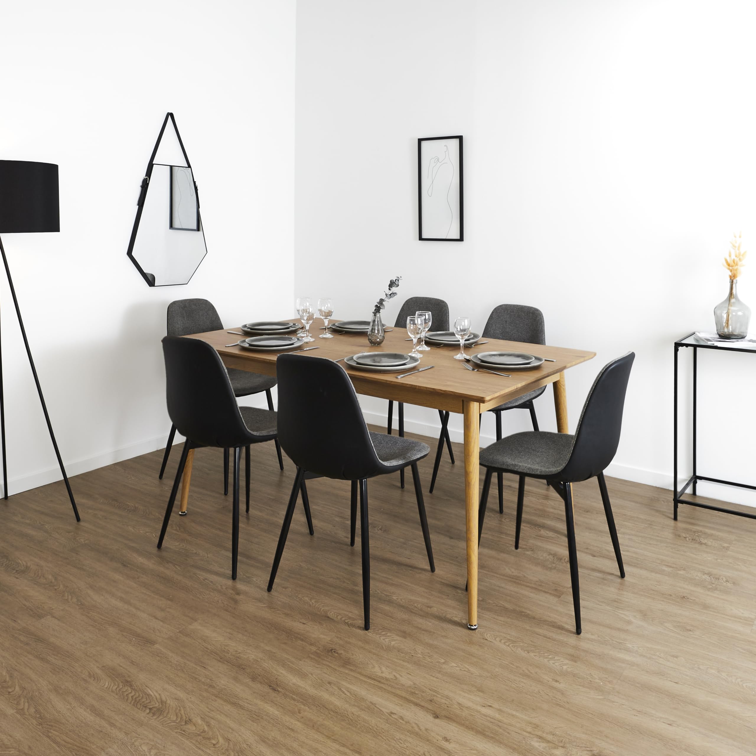 HOME DECO FACTORY Table Extensible Moderne 4 à 6 Personnes en Bois Marron