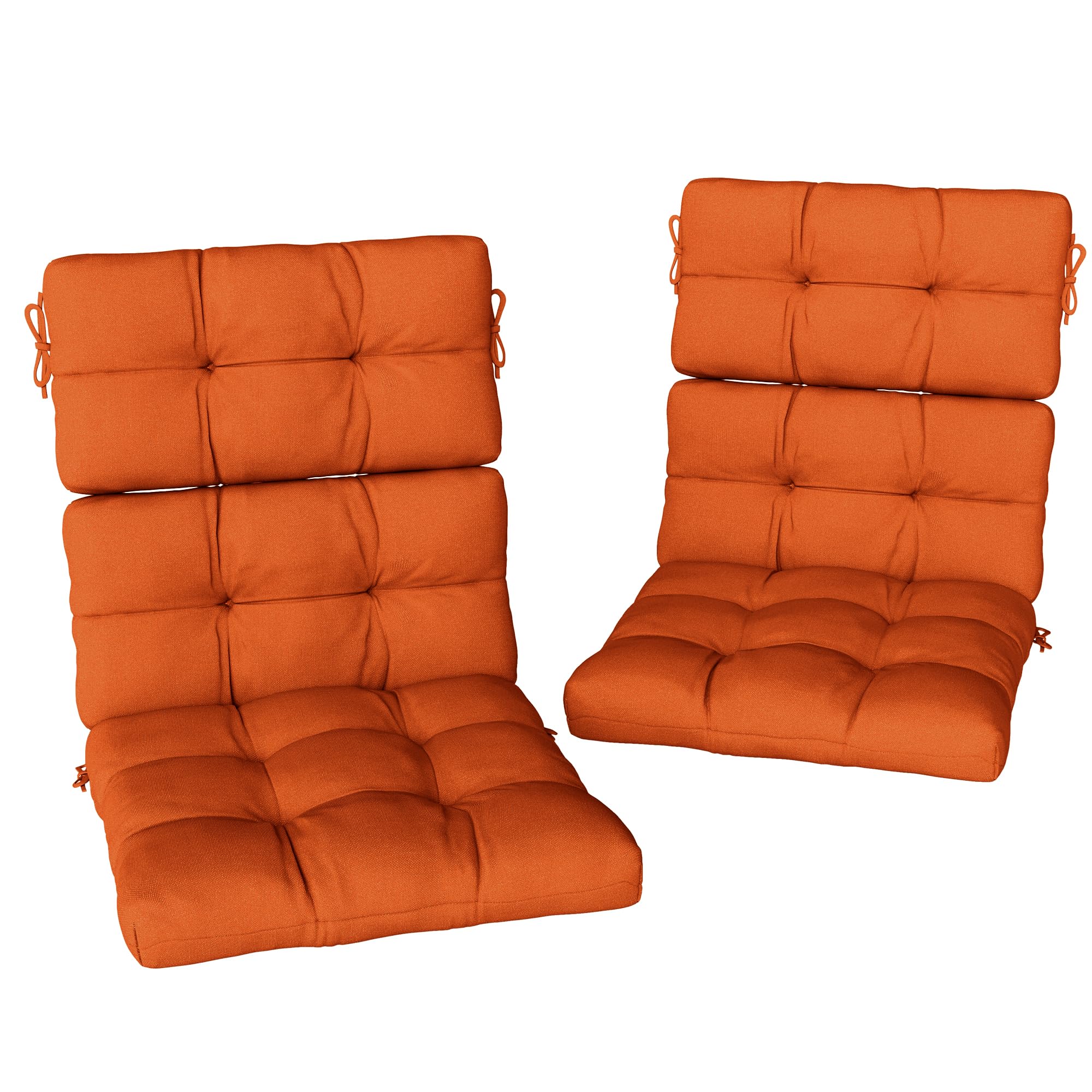 Outsunny Orange 2Pc Outdoor Seat Cushions With Backrest, Ties, Water Repellent Seat Pads For Chair, Garden Patio,