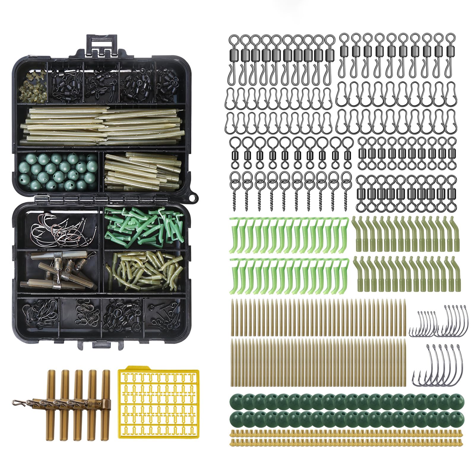 Pwsap 408Pcs Carp Fishing Tackle Box, Portable Carp Fishing Accessories