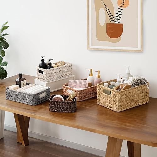 Miniatura 7 de GRANNY SAYS Cestas de almacenamiento para estantes, juego de cestas impermeables para organizar, cesta de mimbre para inodoro, cestas de mimbre con