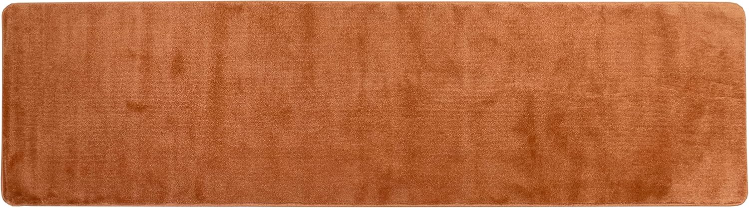 RugStylesOnline Comfy Solid Color Runner Area Rug 26 Inch Wide x Your Choice Length More Color Options Available Slip Skid Resistant Rubber Back (Burnt Orange, 2'2"x8')