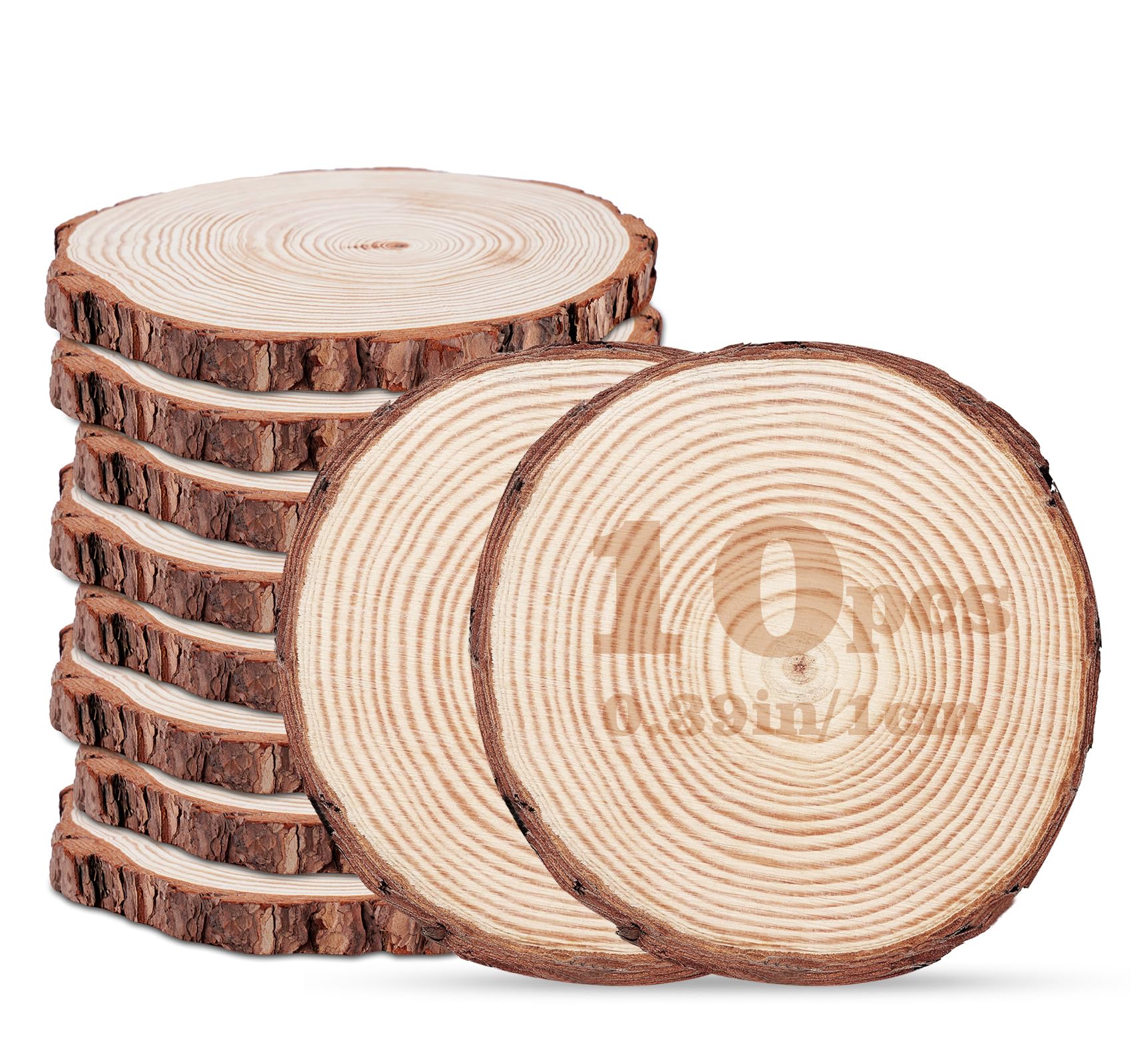 Centres de table en bois naturel de 12 cm pour décoration de mariage rustique et fête de Noël