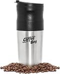 Coffee Boy All-in-One Portable Coffee Maker, with Rechargeable Electric Ceramic Coffee Grinder, 14oz Coffee Travel Mug, and Pour Over Coffee Espresso Dripper - Great for The Office or Camping