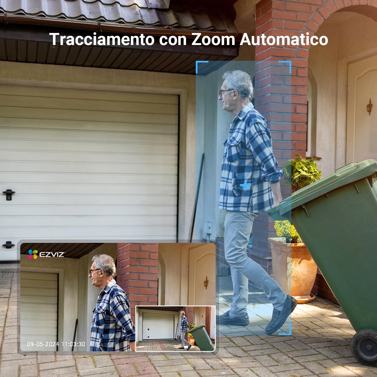EZVIZ C8c 2MP Telecamera di Sorveglianza Wi-Fi Esterno 360° Auto-Zoom Tracciamento IP65