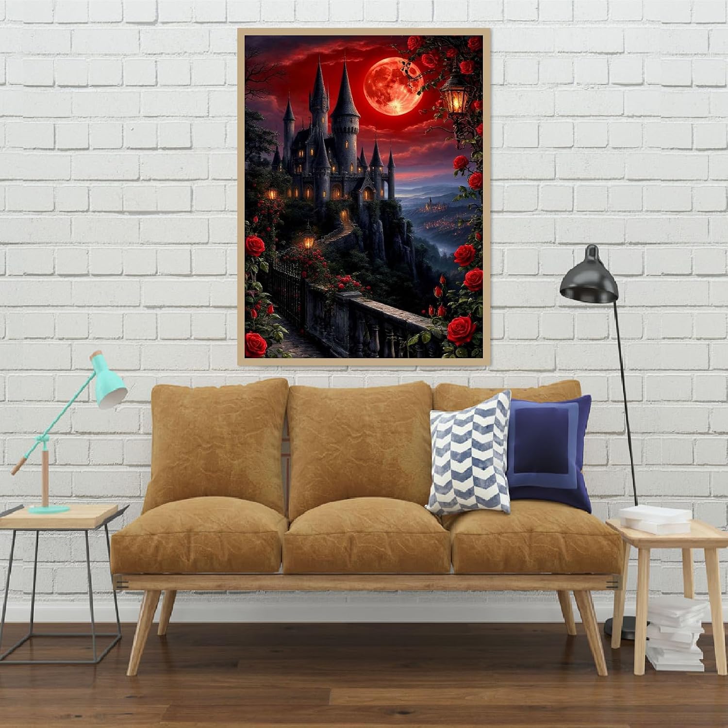 NEGEKFKX Rose Castle Diamond Art Kits for Adults Beginners,Diamond Painting Kits for Adults,5D Full Drill DIY Diamond Dot Gem Art Kit Wall Home Decor Arts Craft 16x12 inch