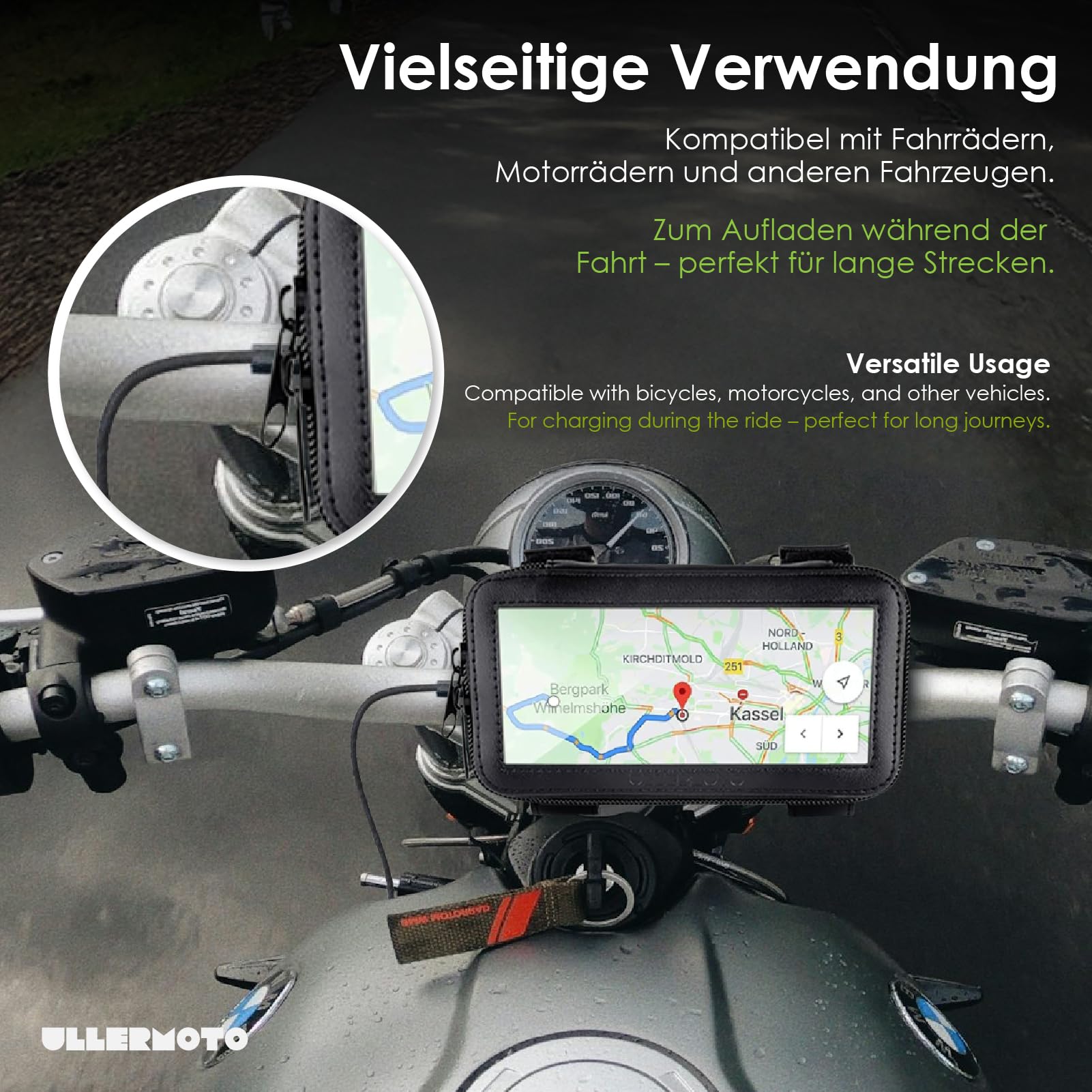 Sakwy motocyklowe na smartfon uchwyt na telefon Motorrad - Wodoodporna torba na kierownicę motocykla - Uchwyt na smartfona motocykl wodoodporny Größe M