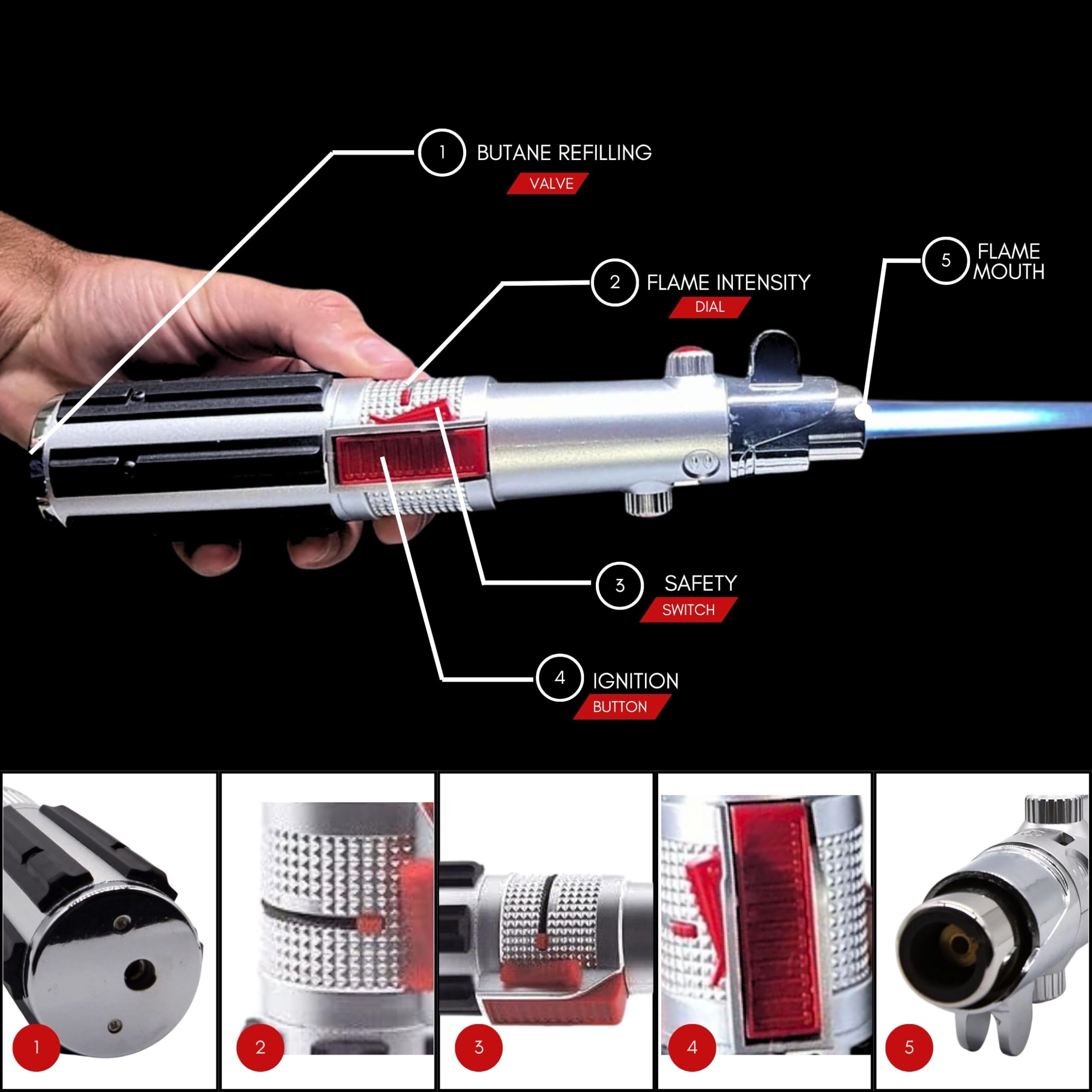 Amazon.com: The Chosen One Lightsaber Lighter – Refillable Butane Jet  Torch, Windproof & Adjustable Flame – Great Gift for Boyfriends, Husbands &  Dads – Unique Collector's Gadget by Philthy : Health & Household