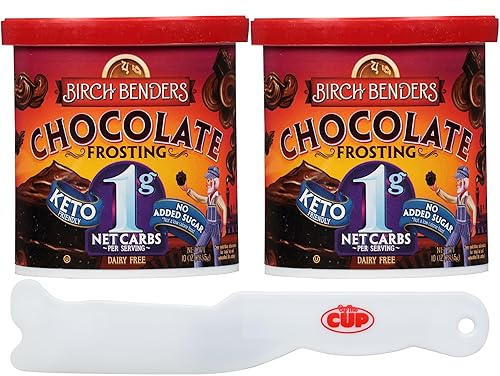 Birch Benders Keto - Glaseado de chocolate, 10 onzas (paquete de 2) con espátula By The Cup