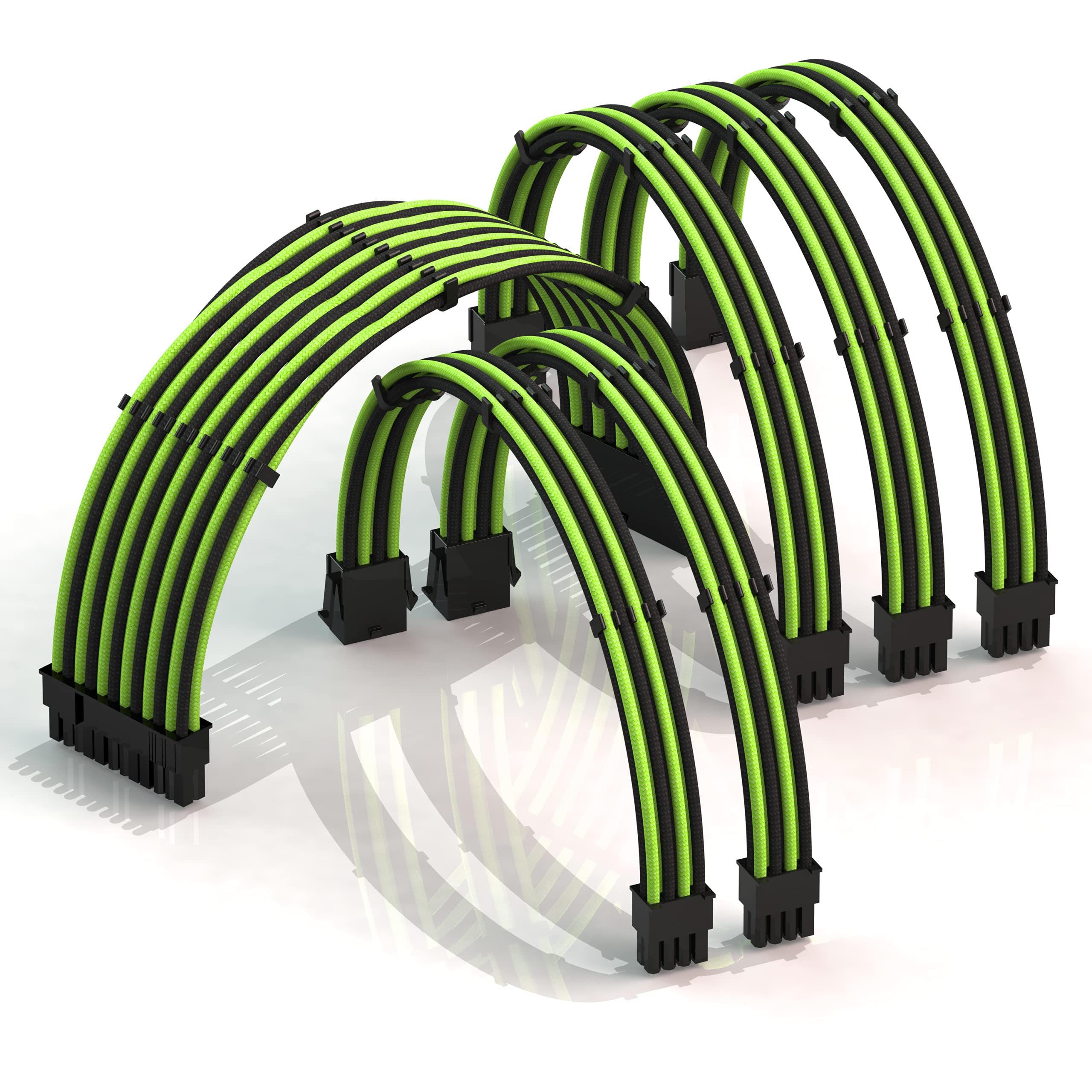 LINKUP - AVA 30cm PSU Cable Extension Sleeved Custom Mod GPU PC Braided w/Comb Kit - Compatible with RTX3090 | 1 x 24 P (20+4) | 2 x 8 P (4+4) CPU | 3 x 8 P (6+2) GPU set | 300mm - Red — view 10