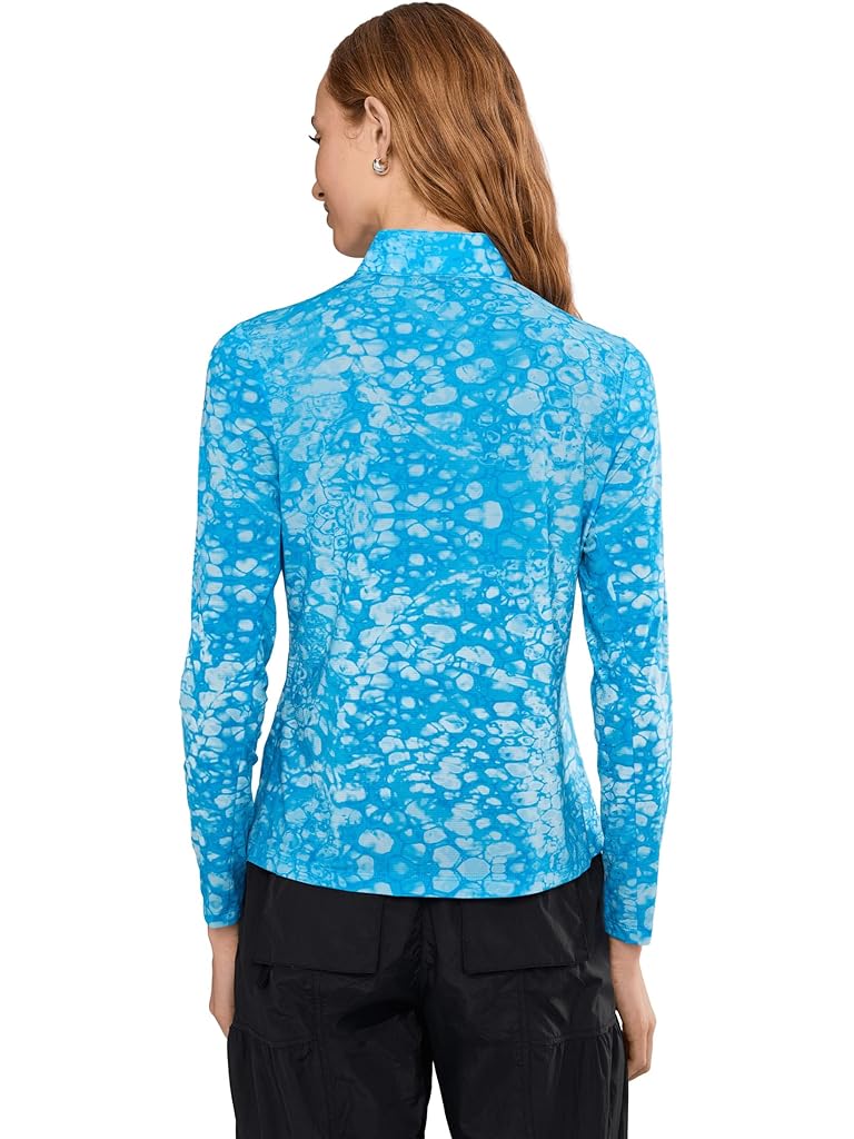Blue Jamie Sadock Bubbles Print Long Sleeve Sunsense 1/4 Zip Top