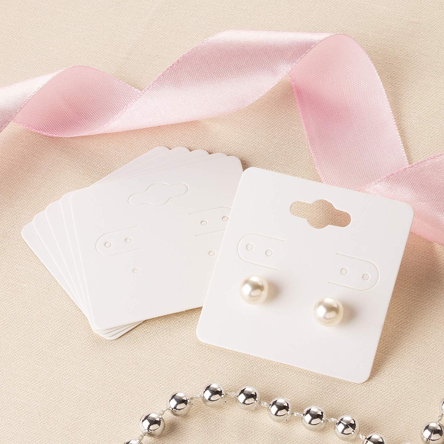 100 Pack 2x2 Inch White Paper Earrings Display Cards – Jewelry Accessory Cards