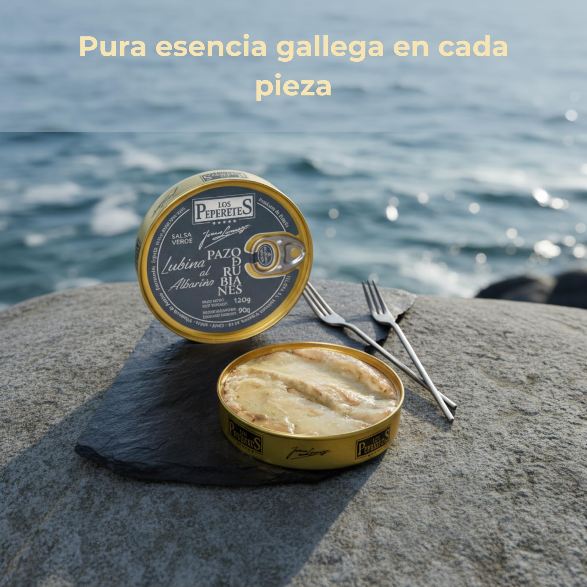 LOS PEPERETES Pack Superior Marisco Gallego con Champagne Roederer | Berberechos ×2 · Centollo ×2 · Lubina al Albariño ×2 | Lote Gourmet Premium