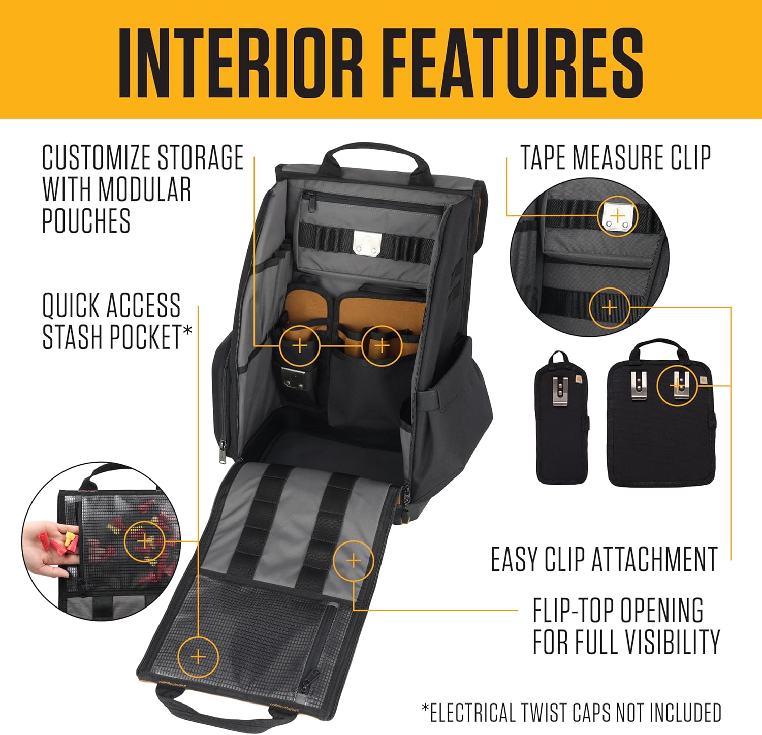 Carhartt Mens Station Tool Bag W/Adjustable Shoulder Straps, Durable, Water-Resistant Tool Organizer, Tool Backpack - Image 4