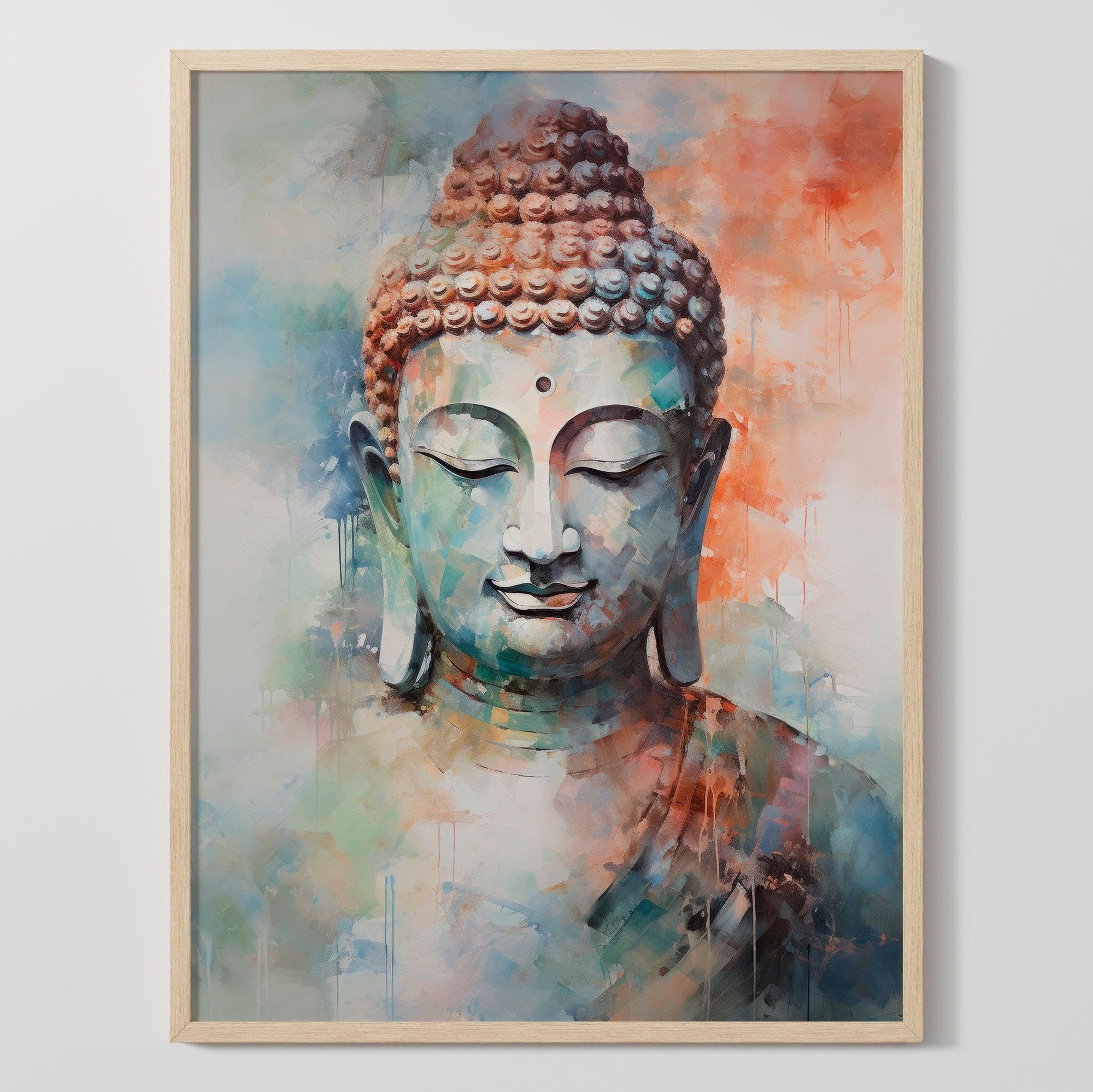 Tongyinli Watercolor Buddha Painting, Minimalist Portrait Wall Art Pictures Spiritual Buddha Head Print Poster Modern Home Decor 80X120cm Frameless