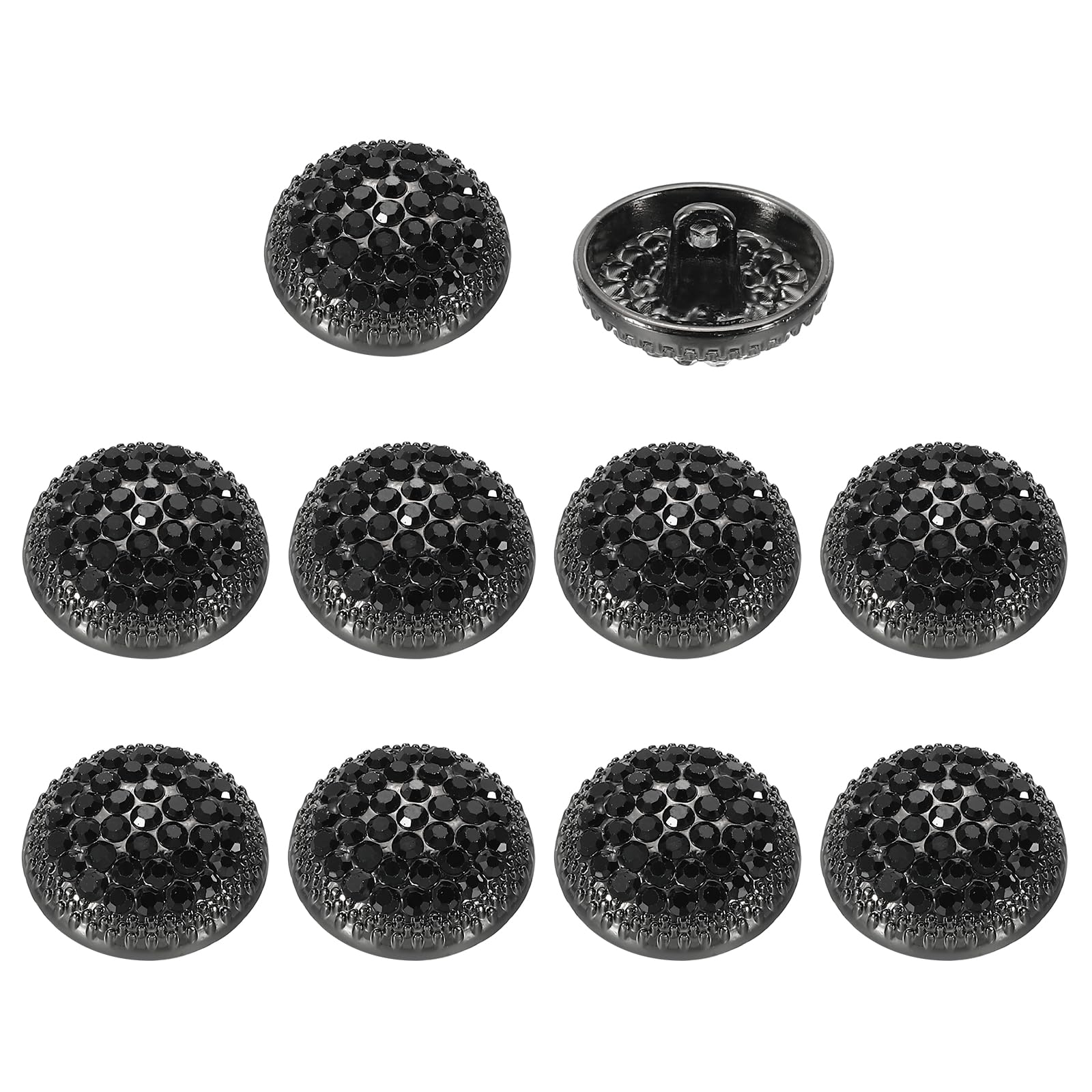 PATIKIL 10 Pcs 28L Round Rhinestone Buttons, 18mm Shiny Crystal Buttons Luxury Fashion Clothing Sewing Accessories for DIY Wedding Decoration Garment Flower Jewelry Making, Black