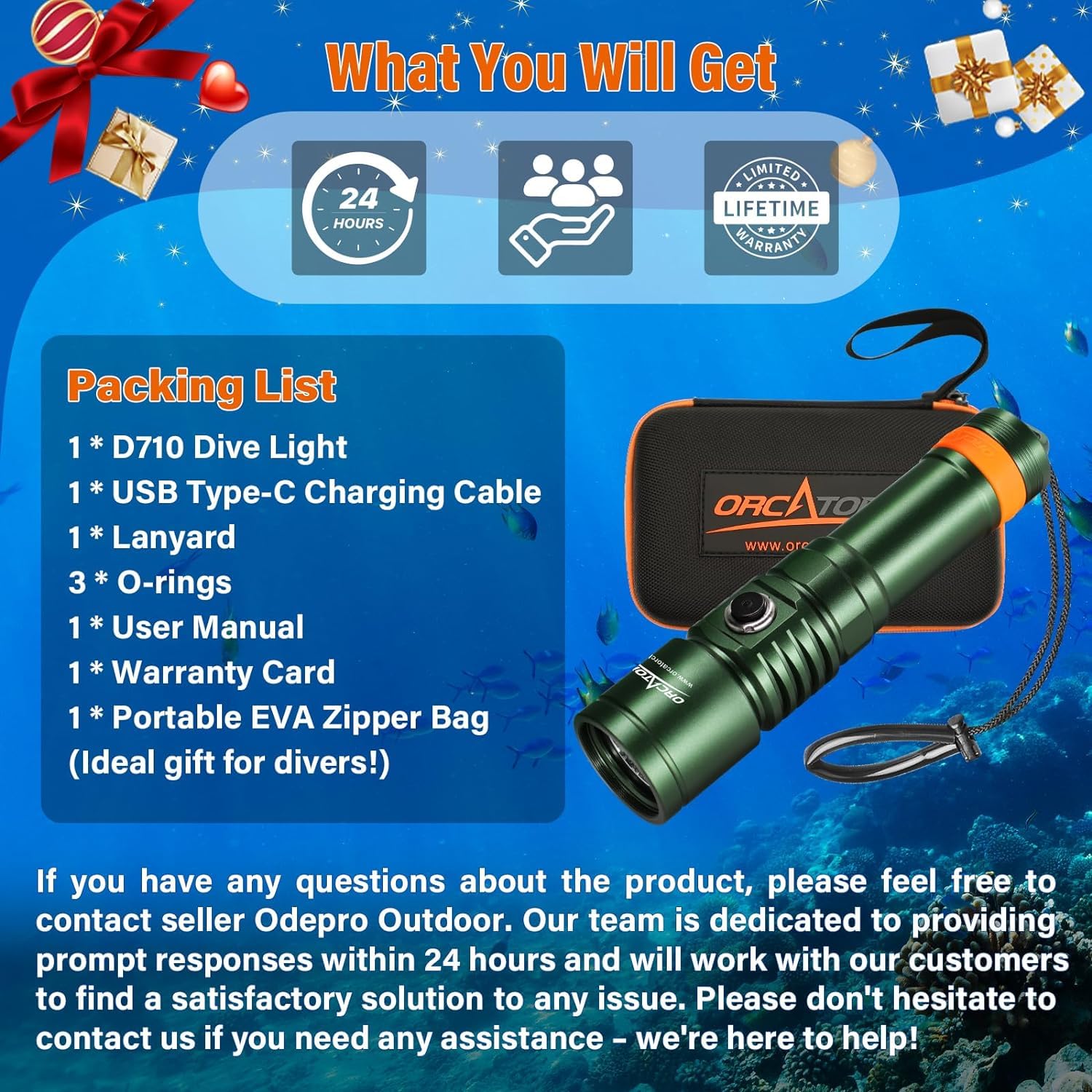 Torcia Subacquea ORCATORCH D710 - 3000 Lumen, 6 Gradi Fascio, Impermeabile 150m, USB-C - Foto 9