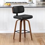 Cozyman Tabourets pivotants de comptoir en hauteur 3, 26" Tabourets pour sièges rembourrés avec pattes de bois de noyer arrière, milieu de la cour PU Tabourets de bar en cuir avec repose-pieds pour l'île/cuisine/Counter/Bar, noir