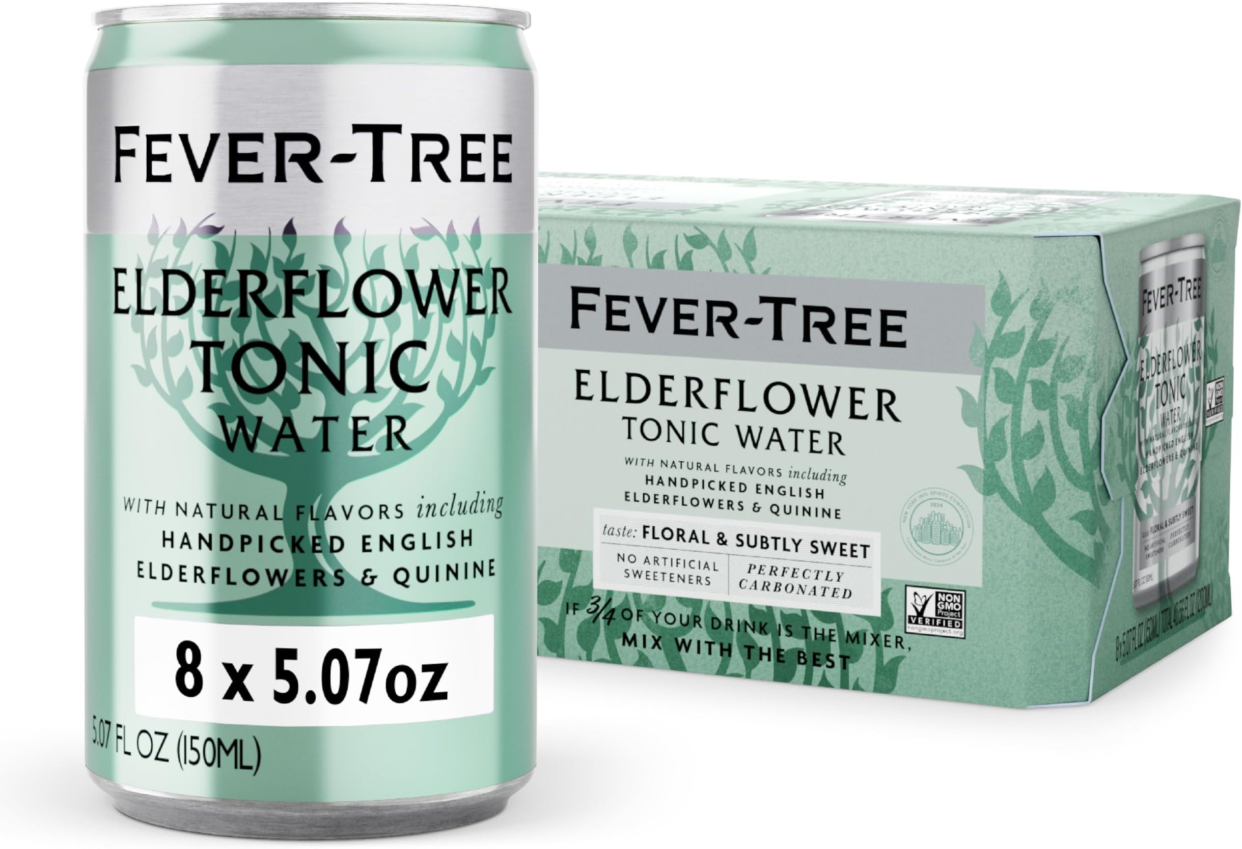 Fever-Tree Light Elderflower Tonic Water, 8 x 150ml