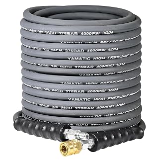 YAMATIC 3/8" Pressure Washer Hose 50 FT Nonmarking, Swivel Quick Connect