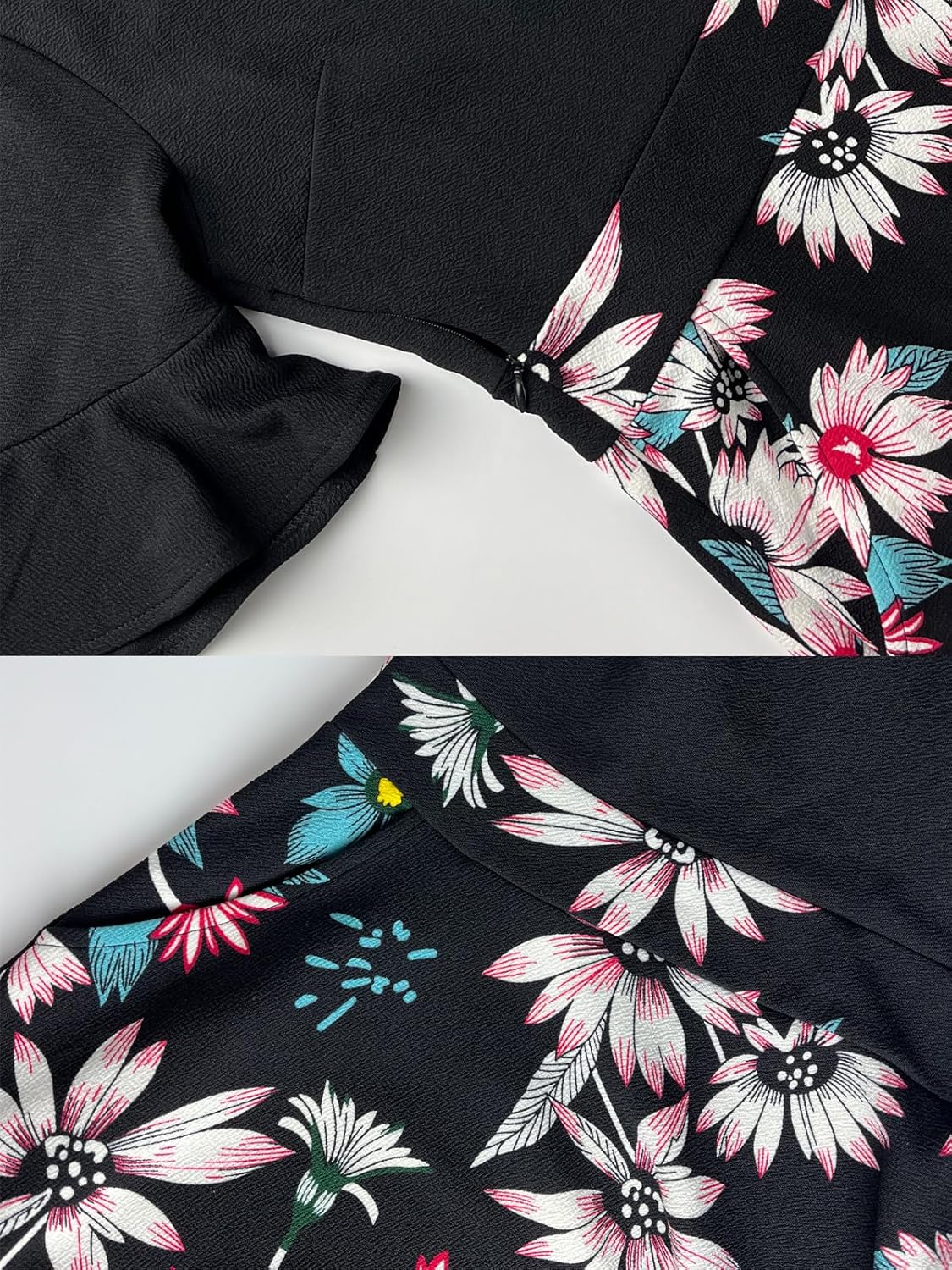 Mokayee Womens Summer V Neck Ruffle Short Sleeve Fit and Flare Knee Length Church Wedding Guest Dresses with Pockets - Image 5