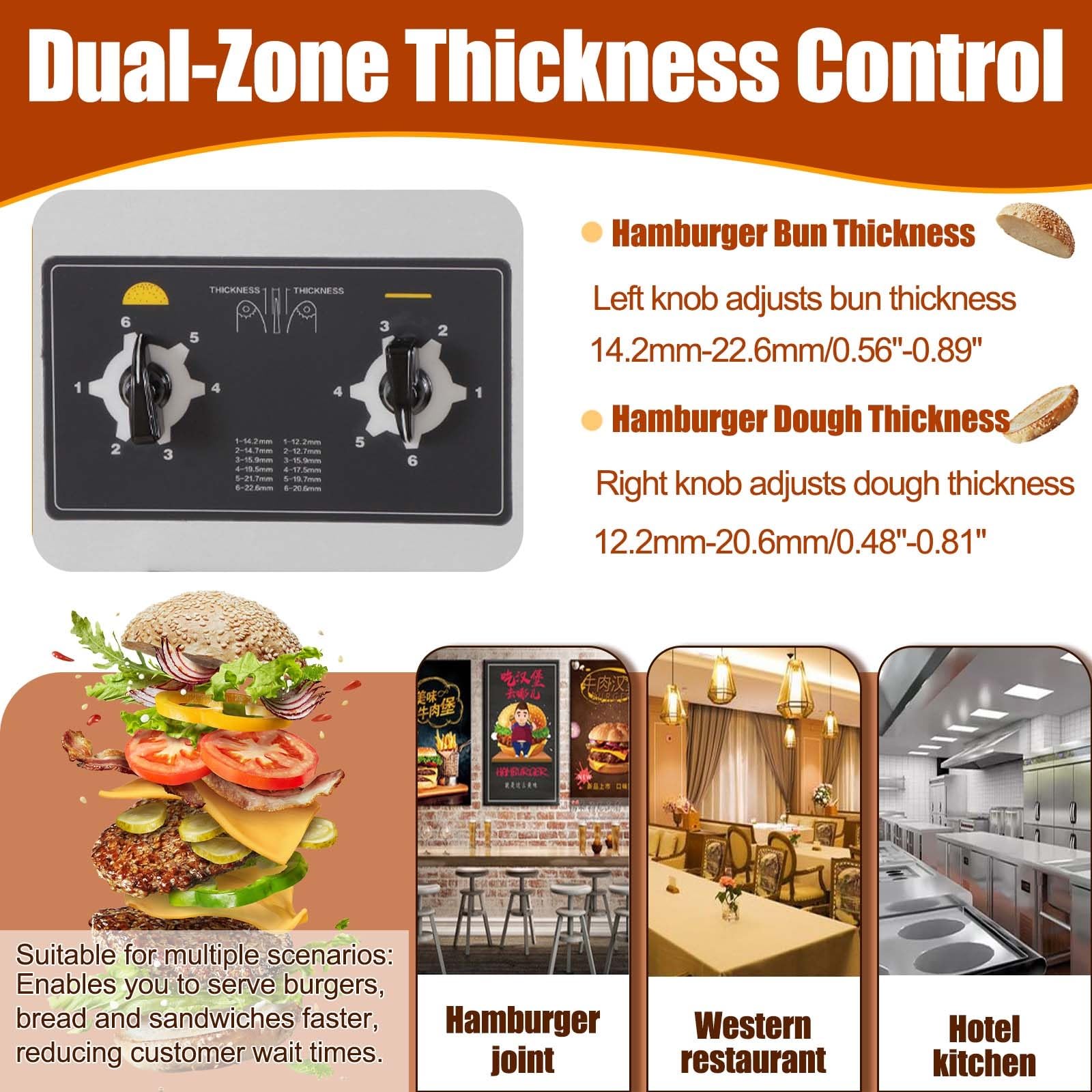 Tostadora Automática De 2000 W Para Panes De Hamburguesa; Tostadora Vertical Profesional Con Doble Control De Temperatura (50-300 °C) Tostado Continuo Para Restaurantes Comida Rápida