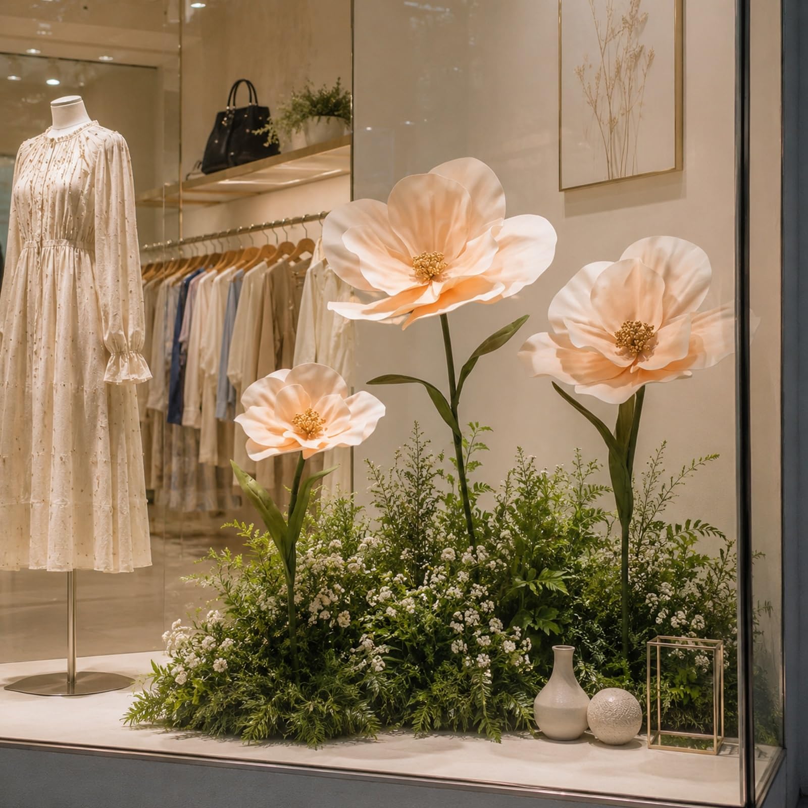 3er Set Riesige Kunstblumen Eva-Schaum 170/140/120cm mit Basen & Stielen | Große Schaumblumen mit Stielen & Basen – Vielseitige Dekoo für Hochzeitshintergrund, Gang, Party & Schaufenster(H)
