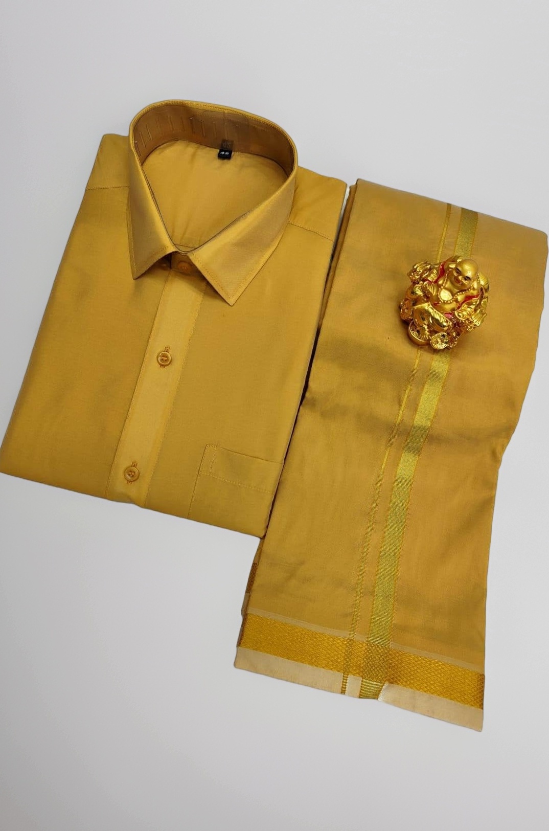 Men's Fashion Art Silk Shirt And Dhotis Combo - Full Sleeve