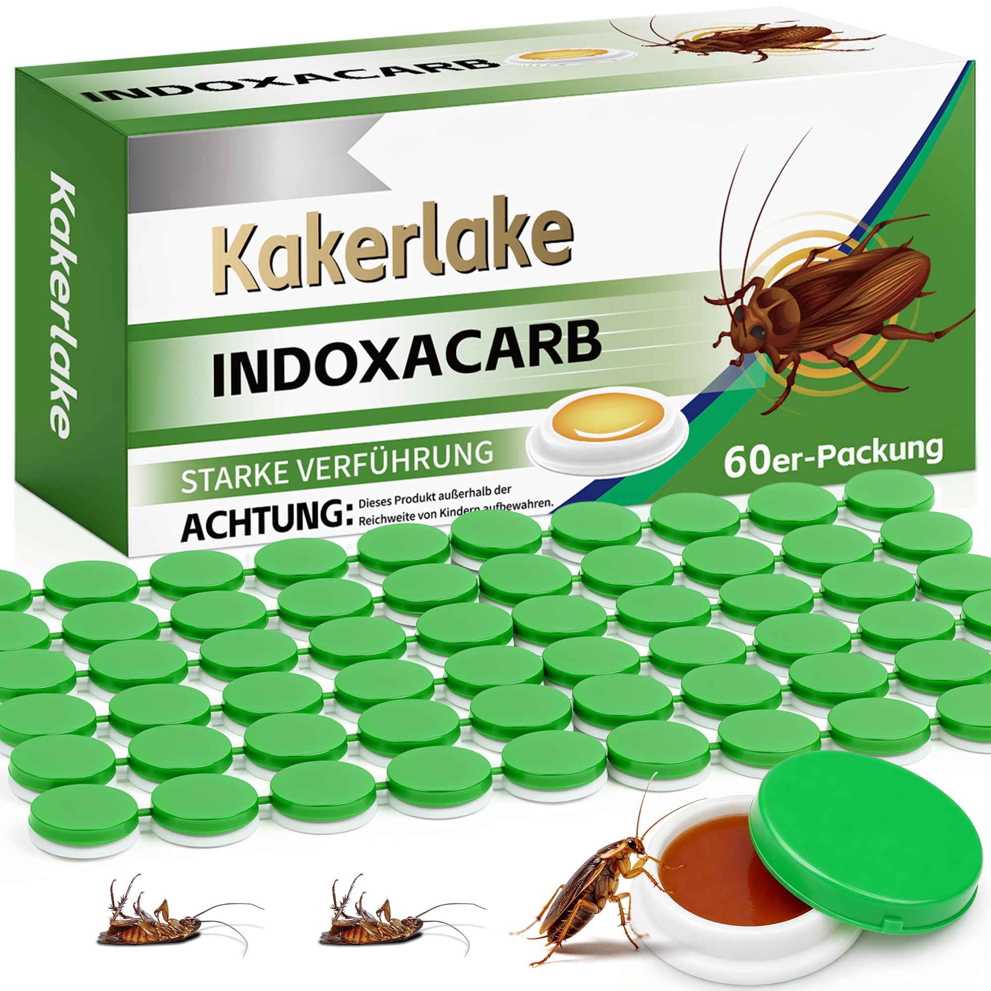 Cockroach Bait Stations 60 Pack, Indoor Roach Traps for Kitchen and Home