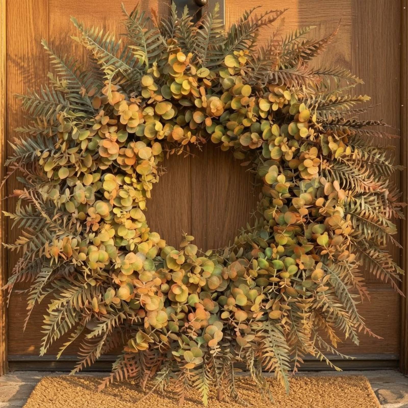 Baoblaze Guirnalda Estacional de Follaje Guirnalda Plástica Corona Decorativa Aro Redondo con Hojas Mezcladas de Sensación Otoñal Adecuada para Puertas Paredes