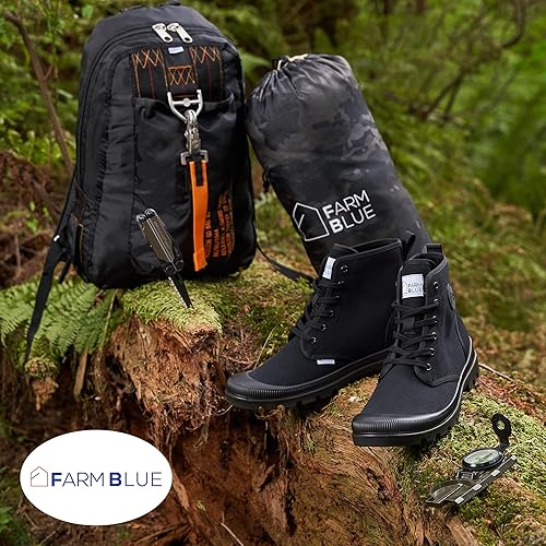 Miniatura 7 de Farm Blue Botas Ranger para hombre, zapatos de senderismo altos para hombre, botas de combate de lona resistente al agua con plantillas ortopédicas