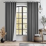 Olive Green Blackout Curtains Linen Textured for Bedroom Black Out Linen Curtains 84 Inches Long Full Light Blocking Thermal Insulated Drapes Panels Energy Saving with White Liner 52x84 Inch 2 Panels