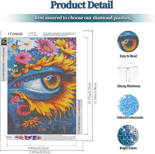 Miniatura 4 de 1tonine Diamonds - Hermoso búho mágico en la nieve - Kit de pintura de diamante redondo de diamante 5D para adultos, pintura de lienzo de 12 x 16