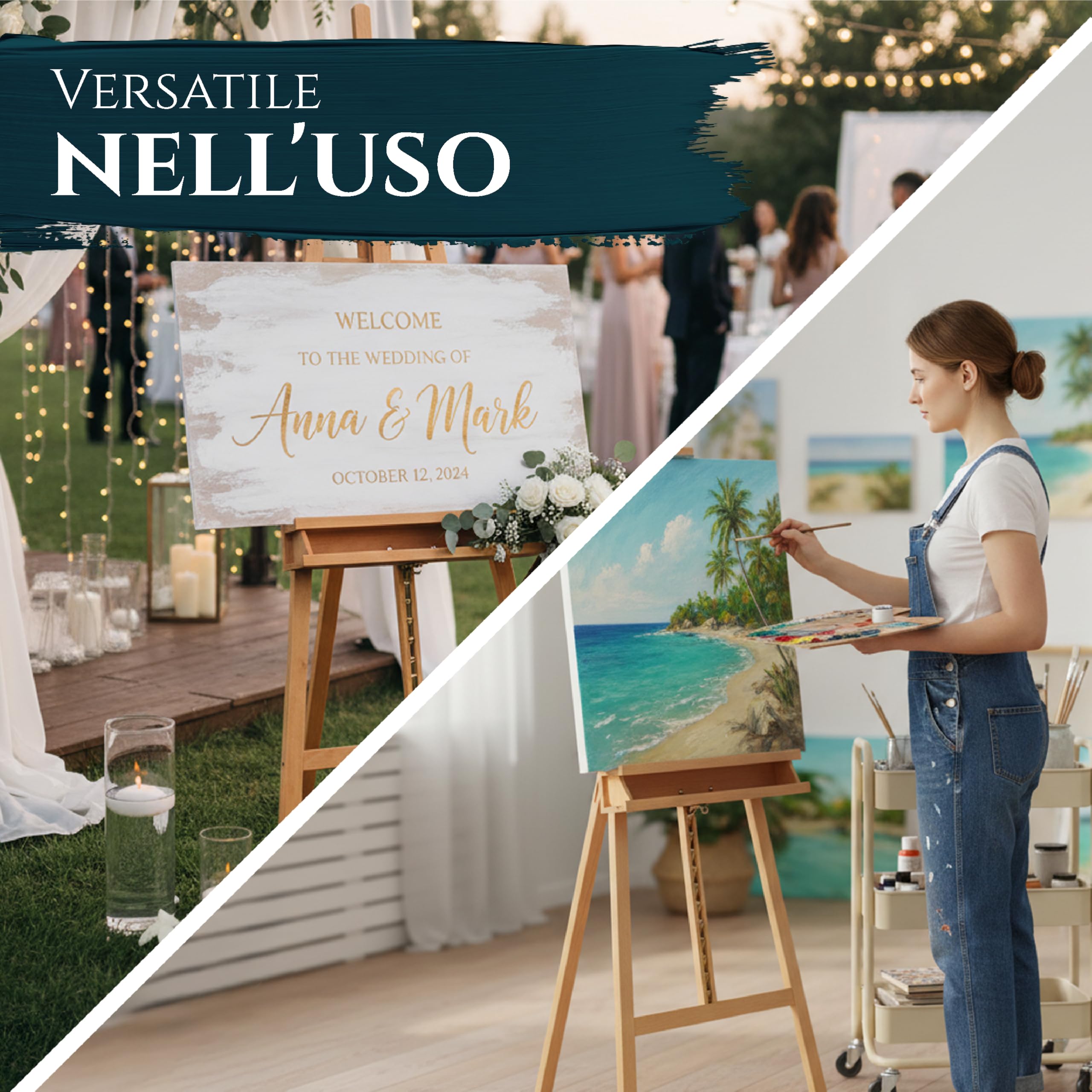 Artina Cavalletto pittura Barcelona per dipingere in accademia e studio, legno di faggio per artisti pittori belle arti - cavalletto in legno stabile e robusto - FSC® pittura e disegno professionale