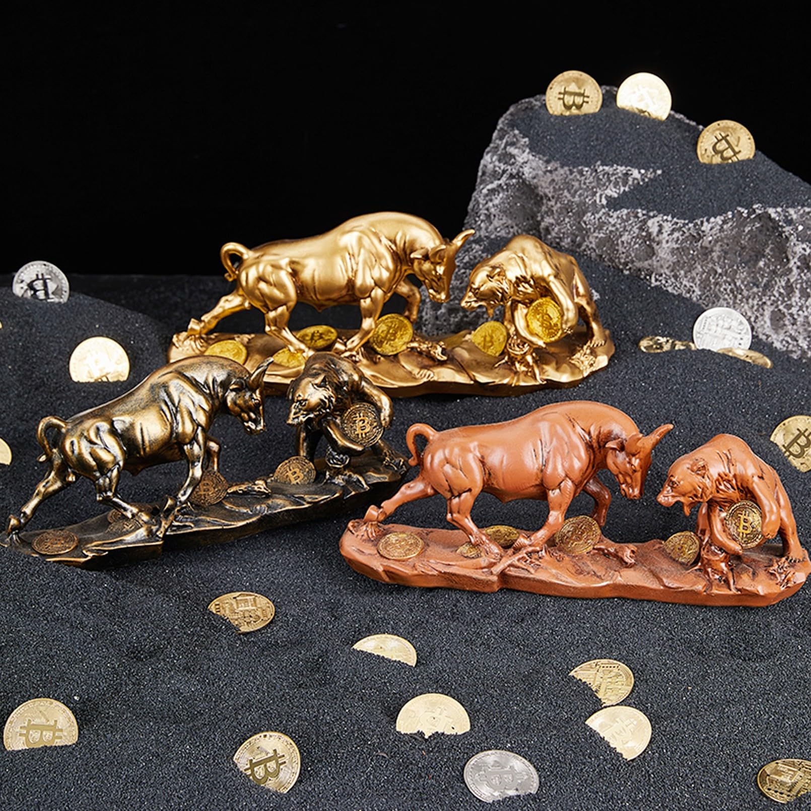 Amazon.de: Cutfouwe Börse Bulle und Bär mit Bitcoin - Harzskulptur Deko für  Krypto-Enthusiasten,Bronze,28cm