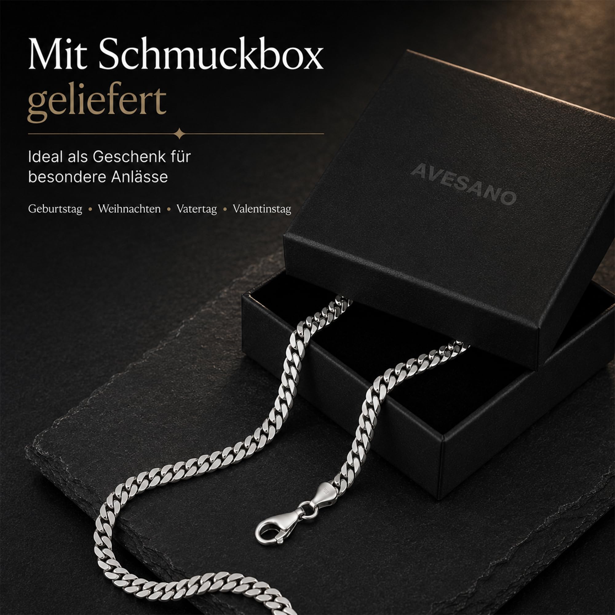 Silberkette Herren 925 Silber Panzerkette 4,3mm Halskette 101042-0 | Sterlingsilber Ketten Länge 45 50 55 60 cm verfügbar Geschenk Freund