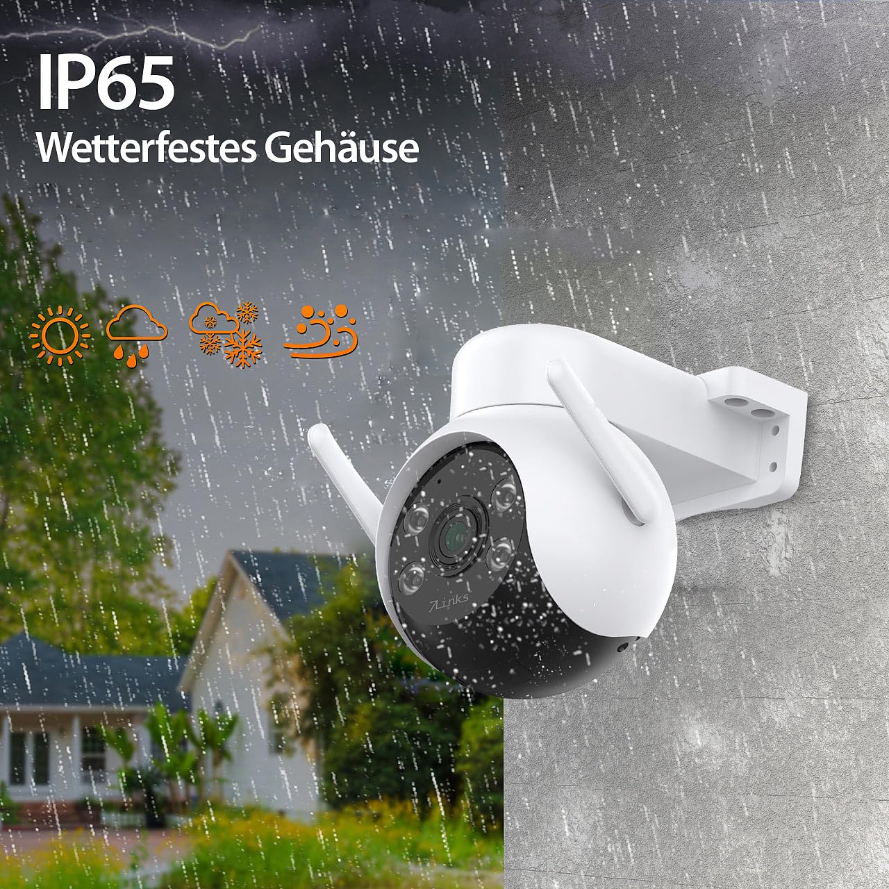 7links WLAN Cam: 2er-Set WLAN-Pan-Tilt-Outdoor-Kameras mit 2K, Nachtsicht, IP65 (Outdoor Kamera, Überwachungskamera Akku, Akku)