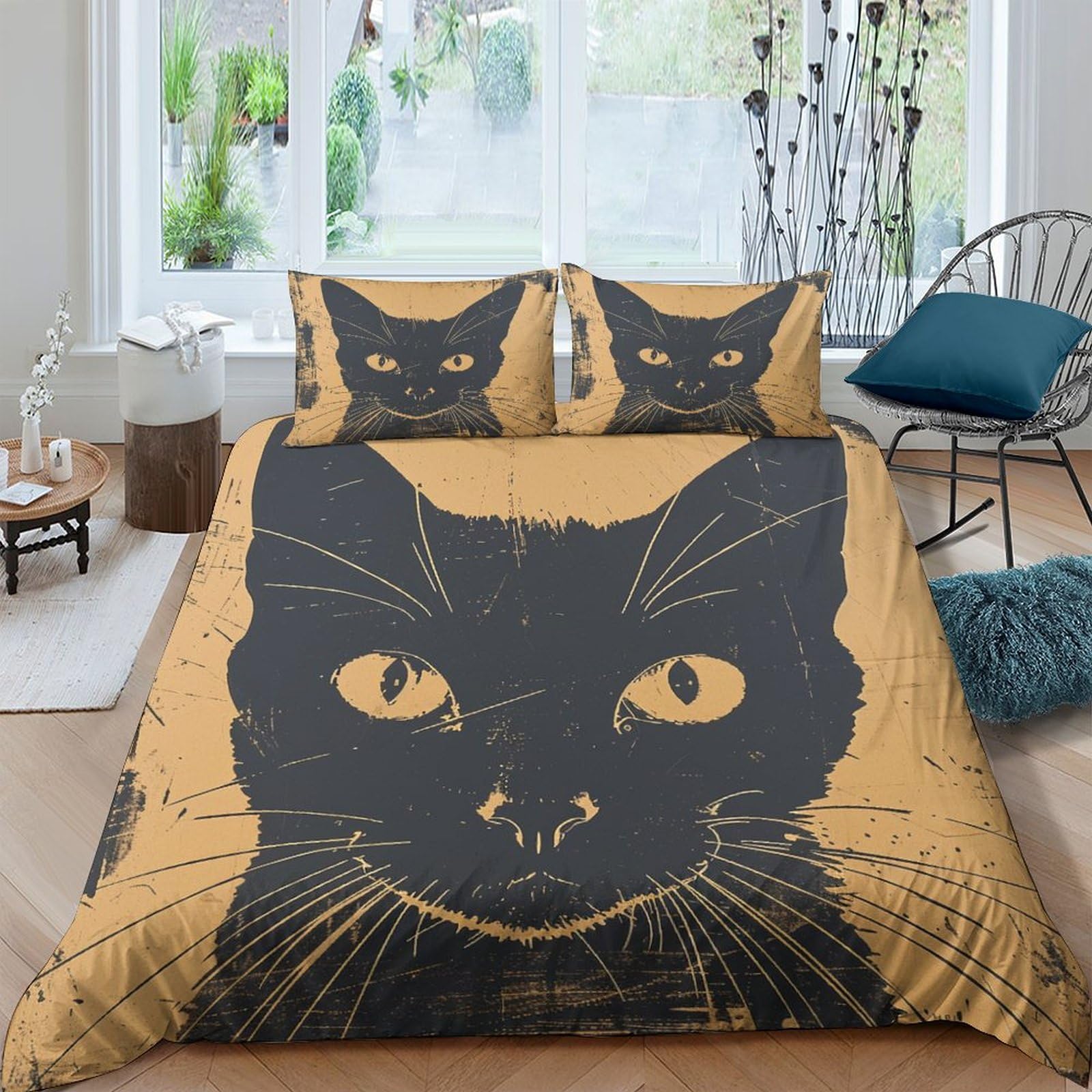 Housse de couette chat siamois parure de lit 3 pièces pour créer un cocon douillet