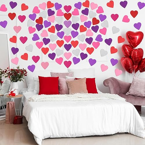 Miniatura 6 de Tatuo 120 calcomanías de corazón de espuma de 6 pulgadas a granel, autoadhesivas, corazones de espuma EVA, mate y purpurina para manualidades, día