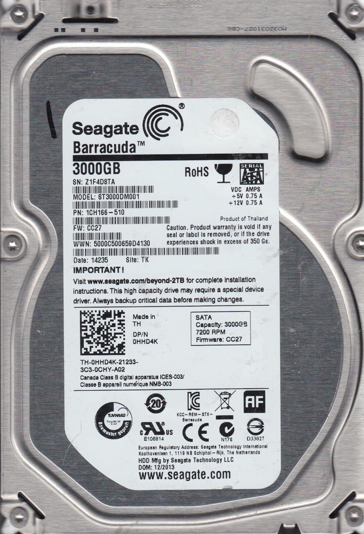 Seagate 3.5 inch 3TB Barracuda Desktop Hard Drive: Buy