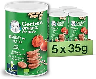 Gerber Organik Buğday ve Yulaflı Domates, Havuç ve Soğanlı Bebek Atıştırmalığı 35 g x 5