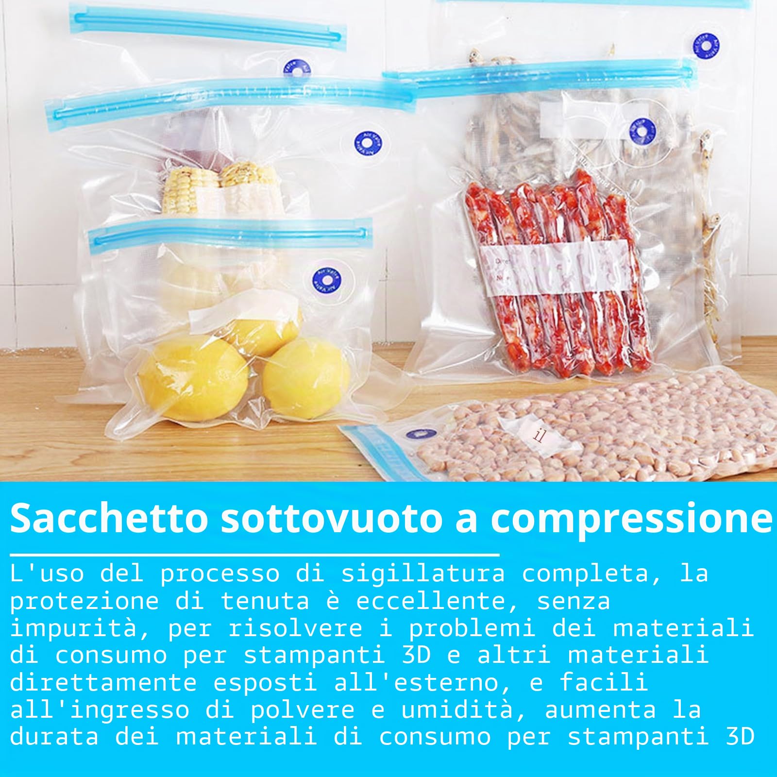 30 sacchetti sottovuoto per alimenti, sacchetti sottovuoto riutilizzabili con chiusura lampo valvola, sacchetti per congelatore Bpa liberi Sous Videv sacchetti sottovuoto per frutta, verdura