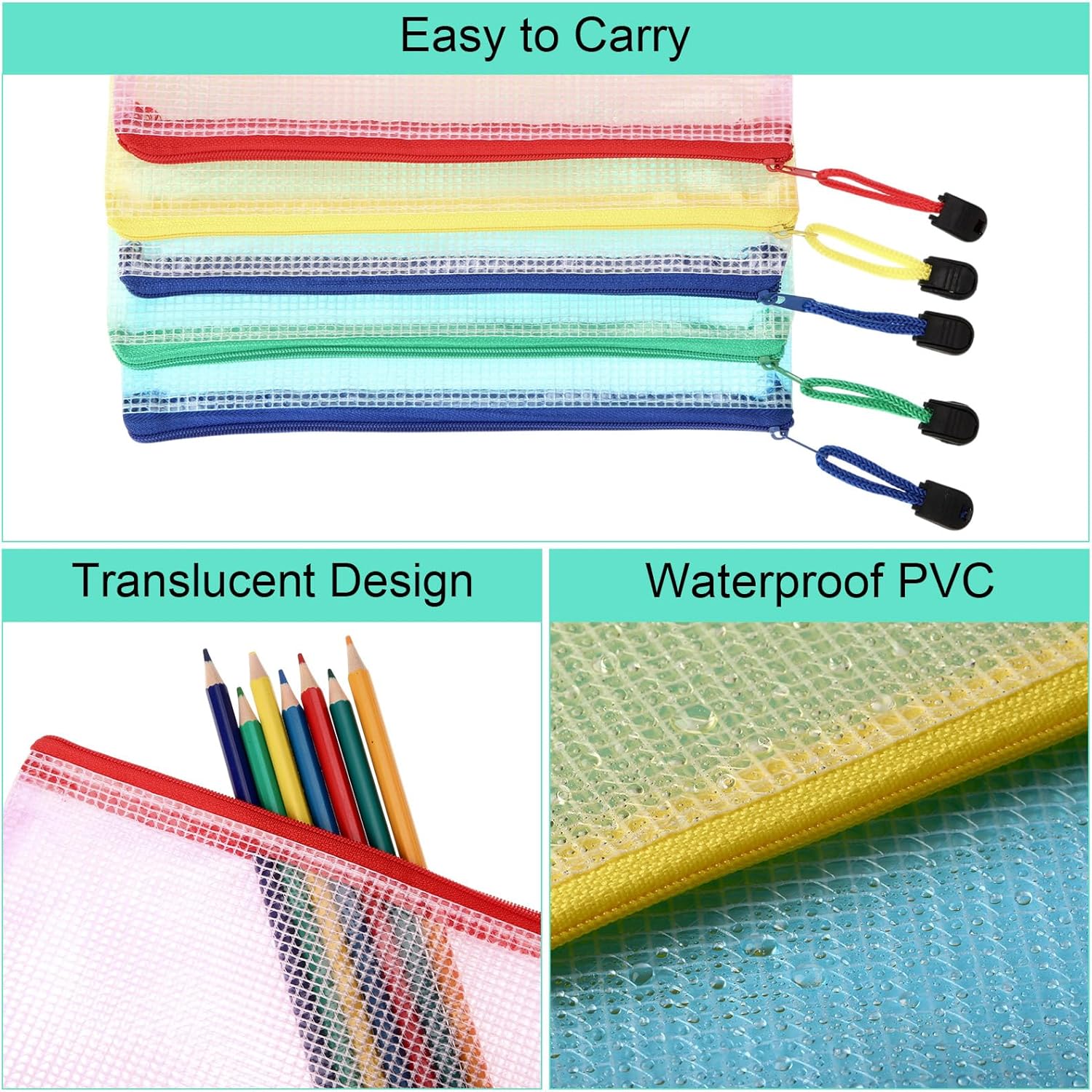 Harloon 150 Pack Pencil Pouch Bulk Gifts Back to School Mesh Zipper Pencil Cases 9.5 x 4.5 Inch Small Clear Holder Storage Multipurpose Cosmetics Toiletry Bags for Office Bill Travel(5 Colors) - Image 3