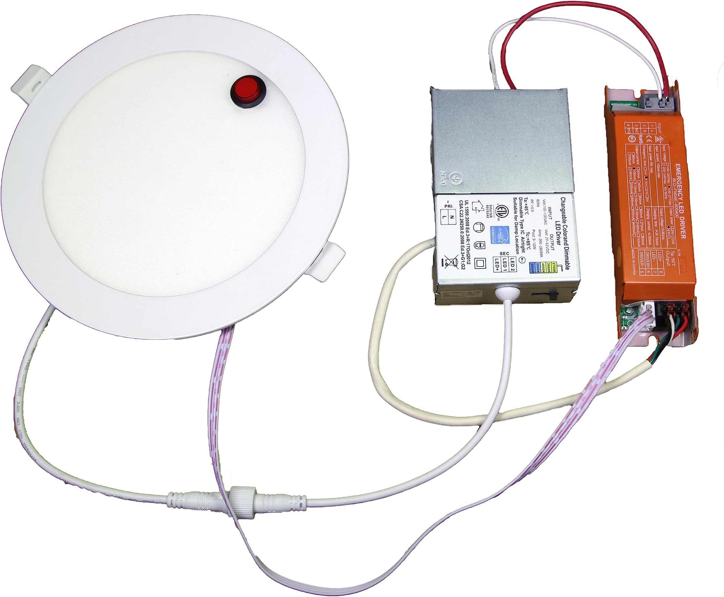 LED & Lighting Solutions6" Dimmable Downlight Can w/ 90 Min Emergency Battery Backup, 15w, CCT Selectable 3000k-5000k,1,000 lumens, 80 CRI| UL/ETL/IC/Damp Rated, Energy Star