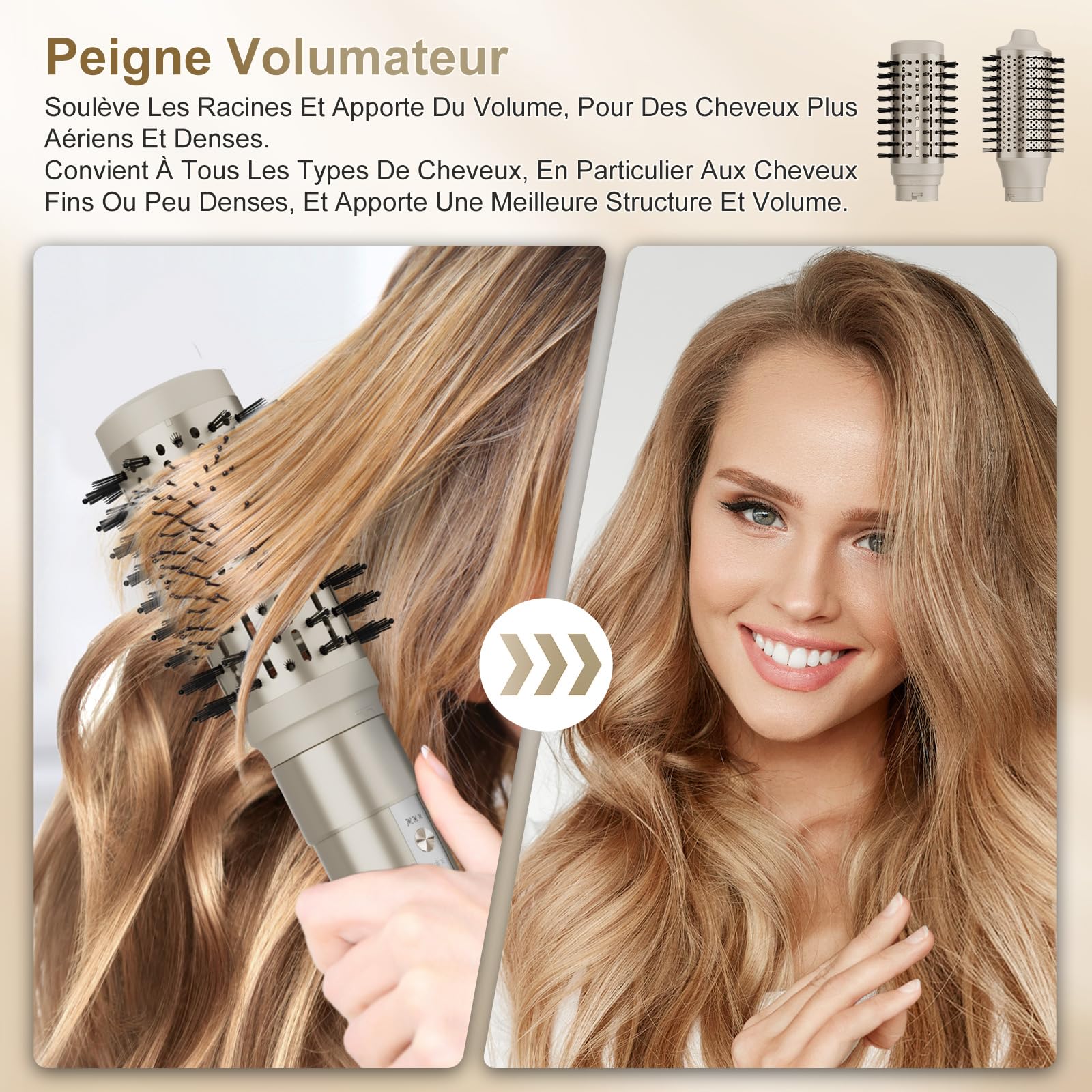 7MAGIC Air Styler 6 en 1, Sèche Cheveux Ionique, Boucleur a Cheveux Automatique, Brosse Soufflante, Brosse Lissante, Sans Dommages De Chaleur, avec Sac De Voyage, pour Les Occasions Spéciales