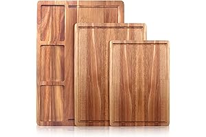 Rustic 3-Piece Acacia Wood Cutting Board Set: A Culinary Masterpiece for Your Kitchen and Home