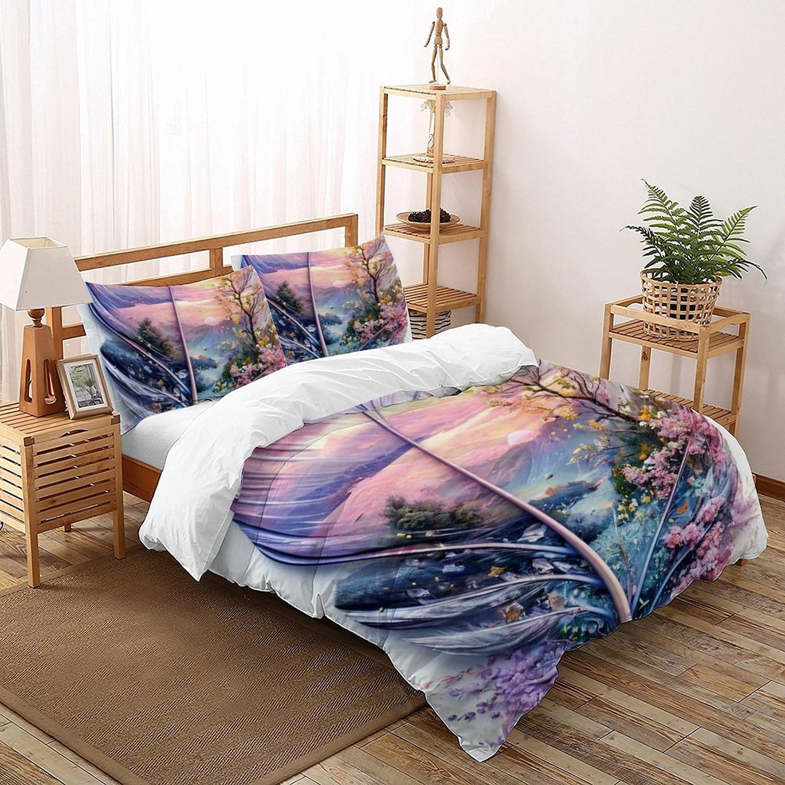 Ensemble d'impression 3D parure de lit 100% coton 200x200cm douce antistress