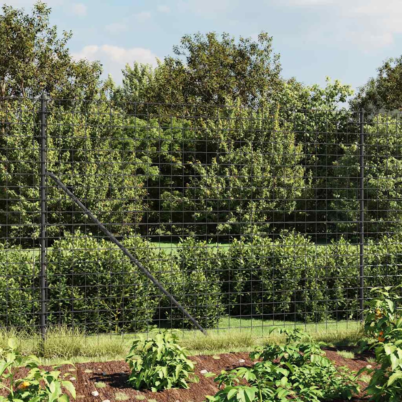 Homgoday Cerca de Alambre de Acero galvanizado Gris Antracita 1,4x25 m, Valla de Malla, Tensión Cerca Alambrada, Malla Metálica para Plantas y Animales, múltiples usos Tipo 1